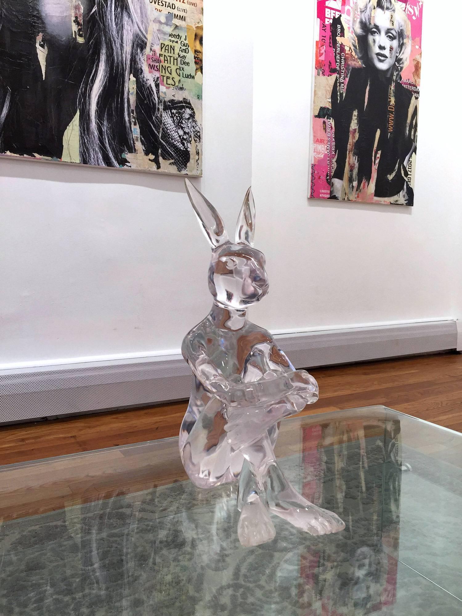Lolly Rabbitgirl - Gray Abstract Sculpture by Gillie and Marc Schattner