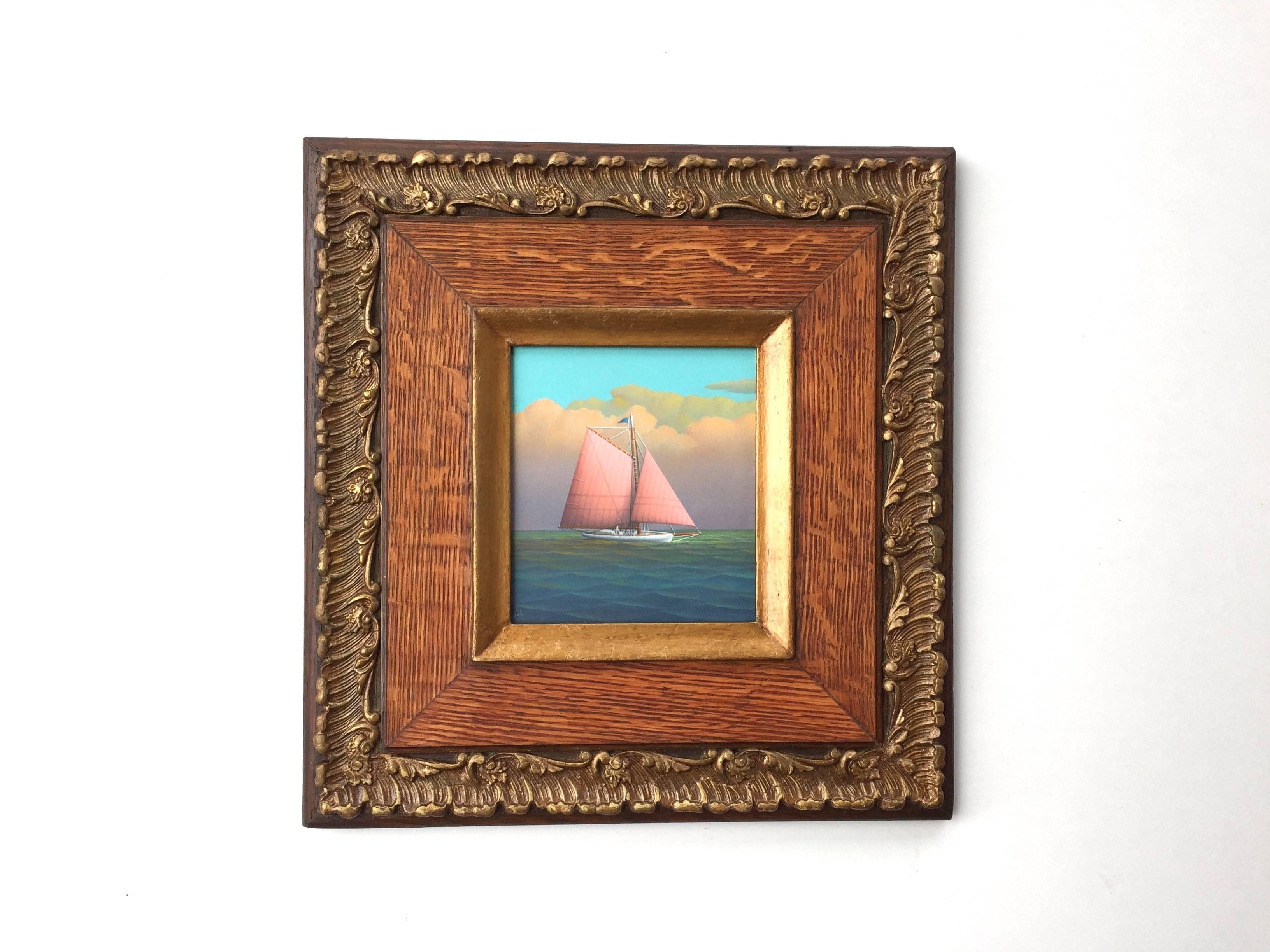 « Tranquil Sailing », peinture à l'huile réaliste sur toile représentant un voilier en mer ouverte en vente 9