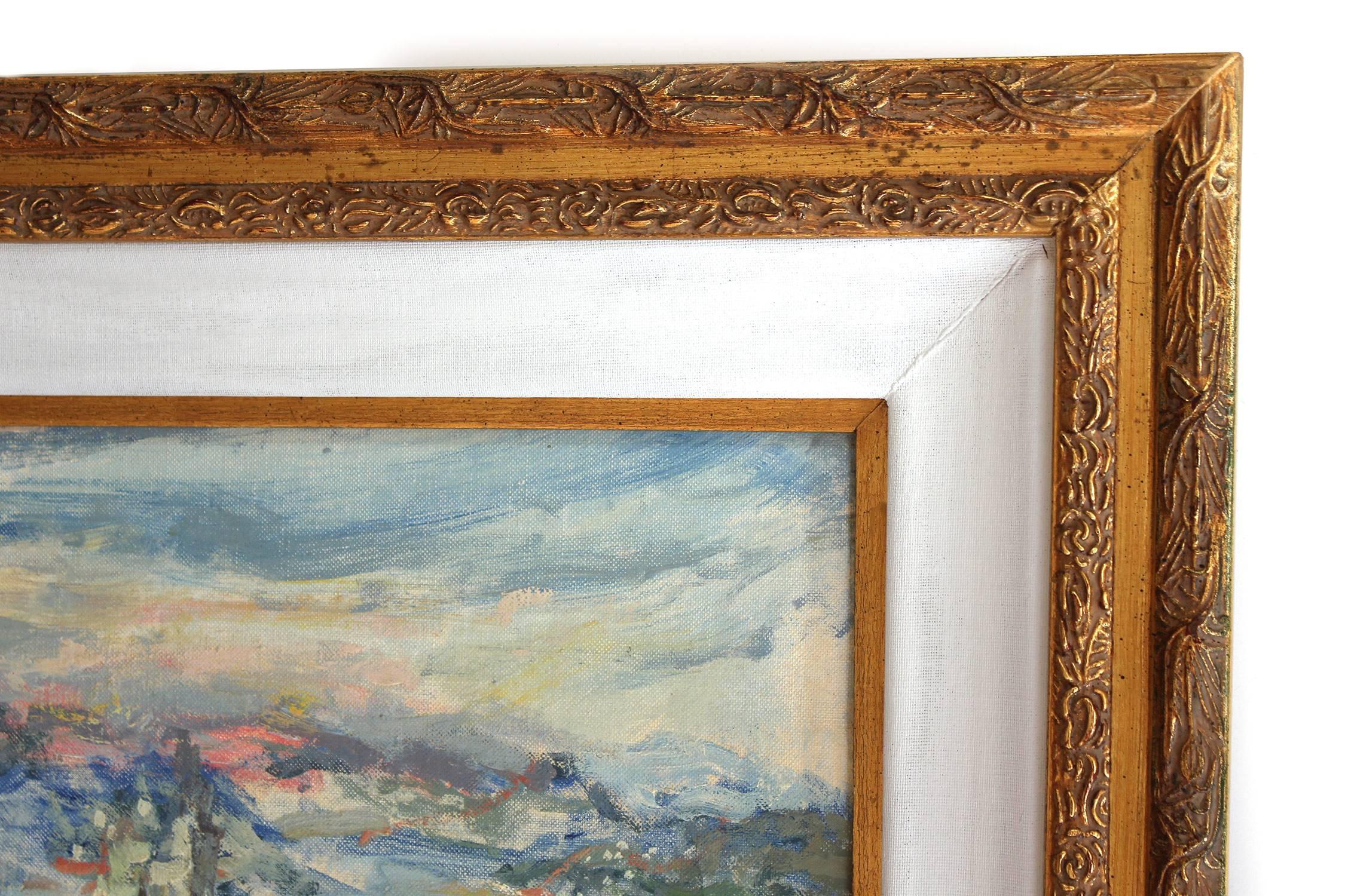 Peinture à l'huile sur panneau - paysage impressionniste abstrait de la baie de San Francisco en vente 13