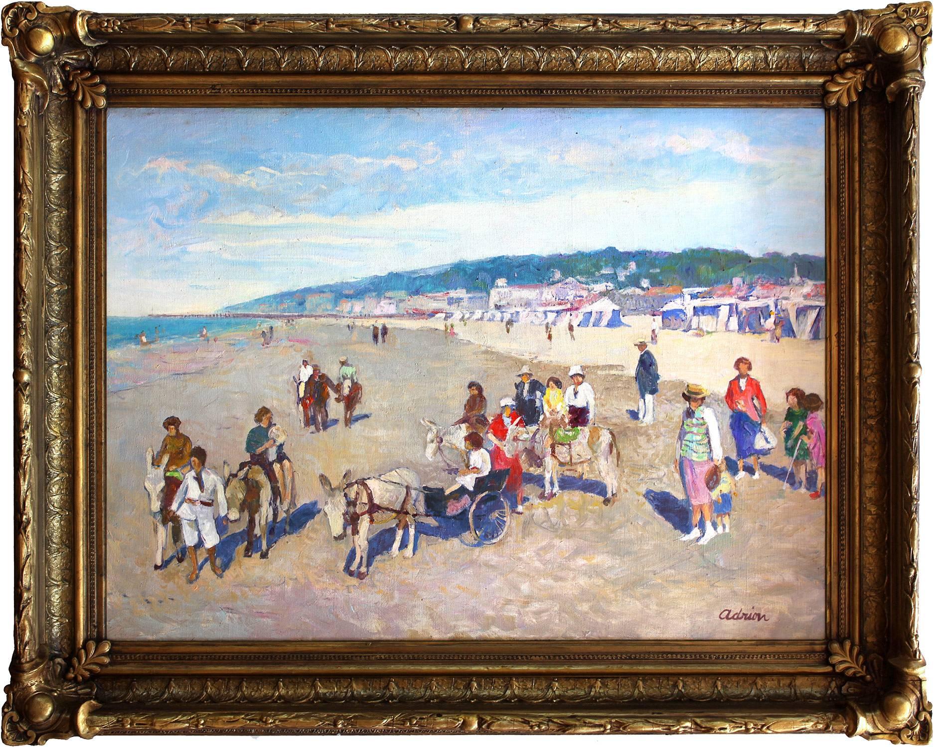 Lucien Adrion Landscape Painting - Cote D'Azur Beach Scene