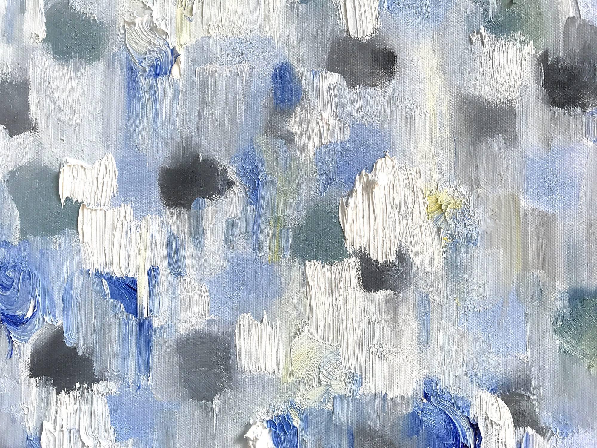 Dripping Dots, Periwinkle - Contemporary Painting by Cindy Shaoul