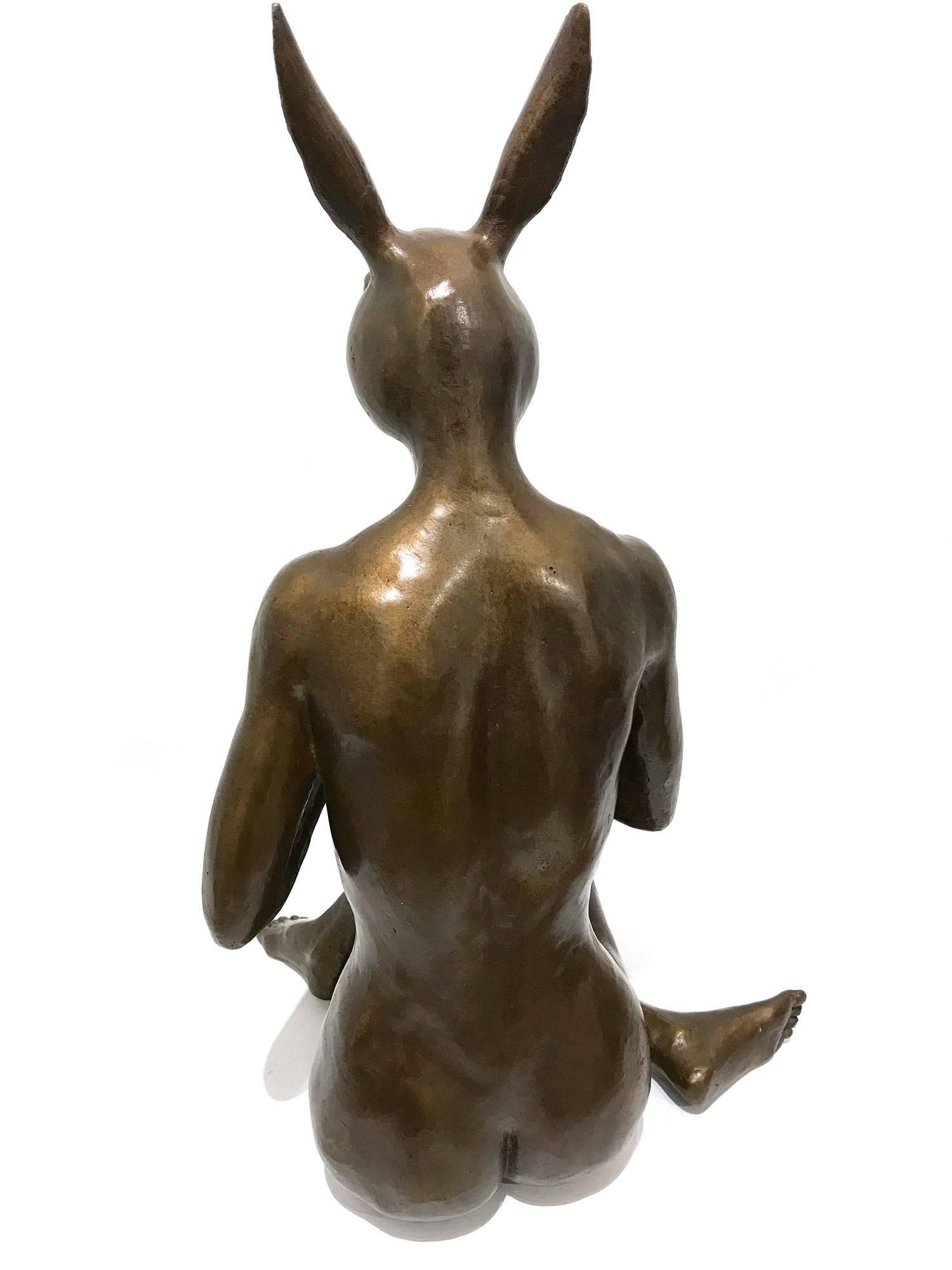 She Started Drinking Pinot Grigio as She Loved Real Housewives - Gold Figurative Sculpture by Gillie and Marc Schattner