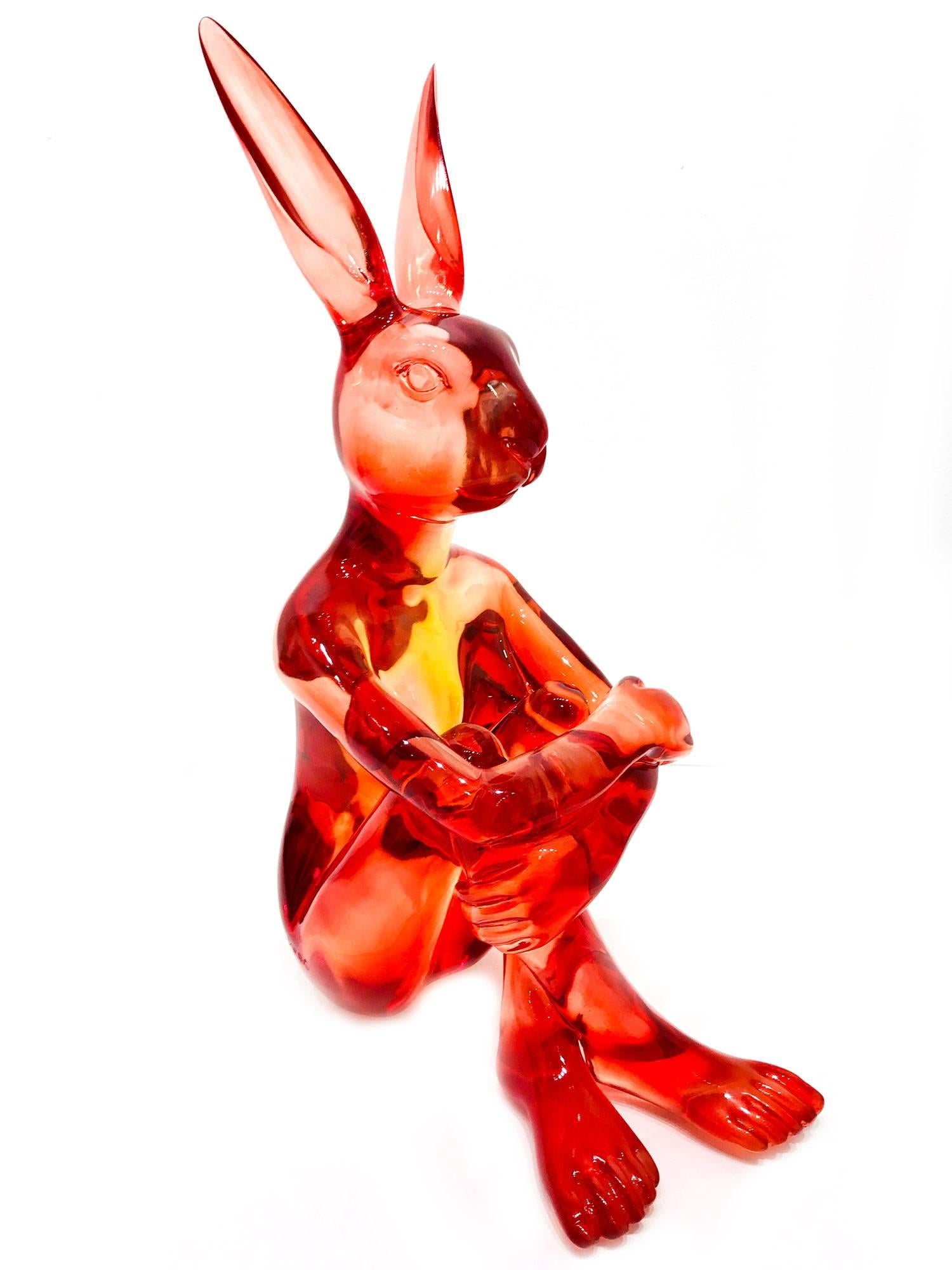 Gillie and Marc Schattner Figurative Sculpture - Raspberry Swirl Rabbit Girl