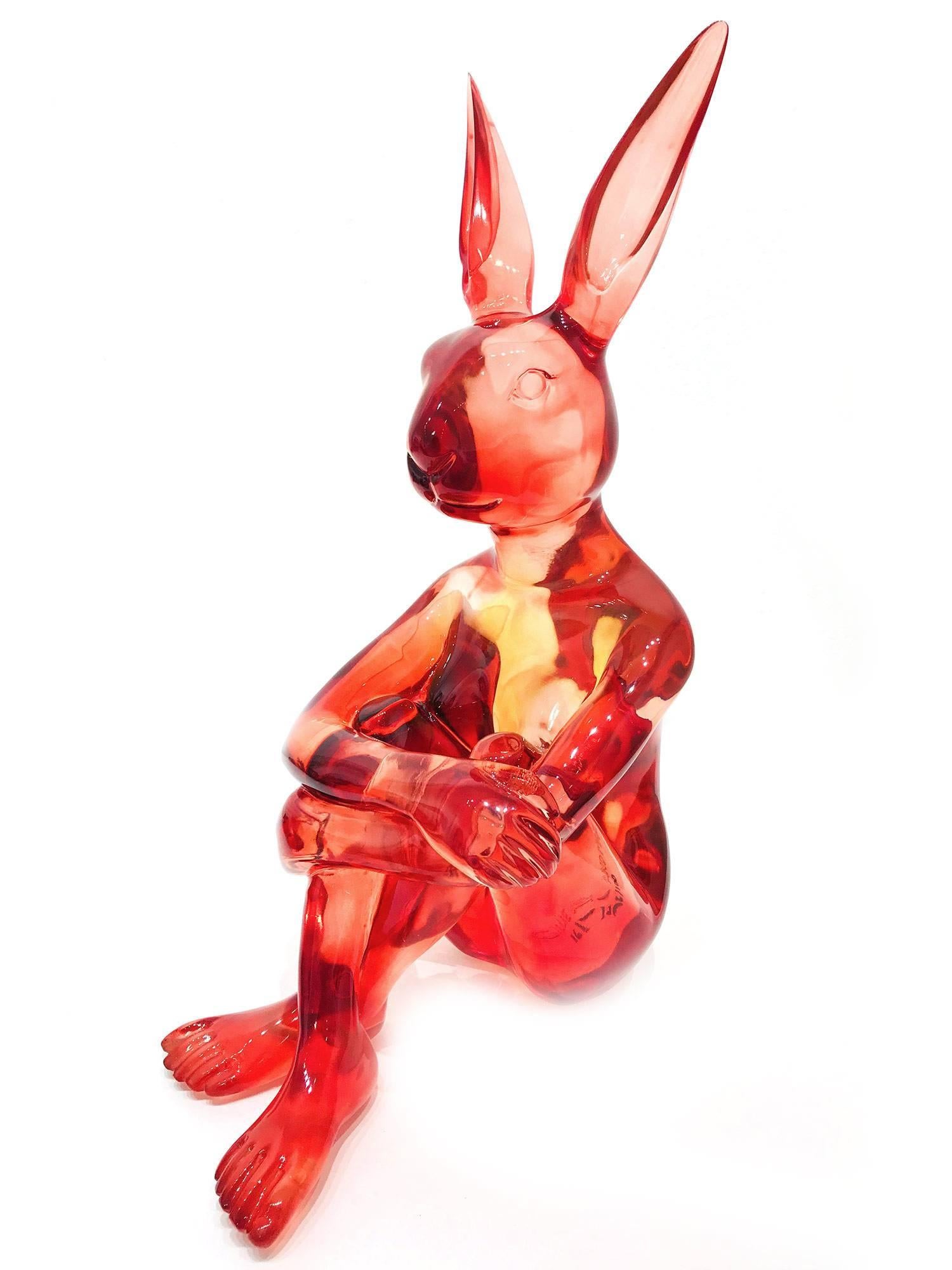 Raspberry Swirl Rabbit Girl - Sculpture by Gillie and Marc Schattner