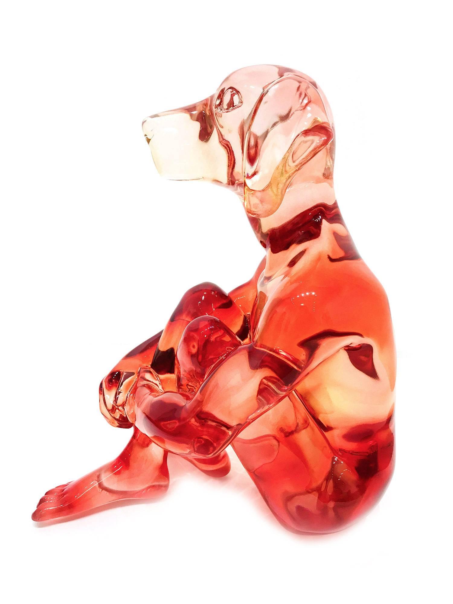 Raspberry Swirl Dogman - Red Figurative Sculpture by Gillie and Marc Schattner