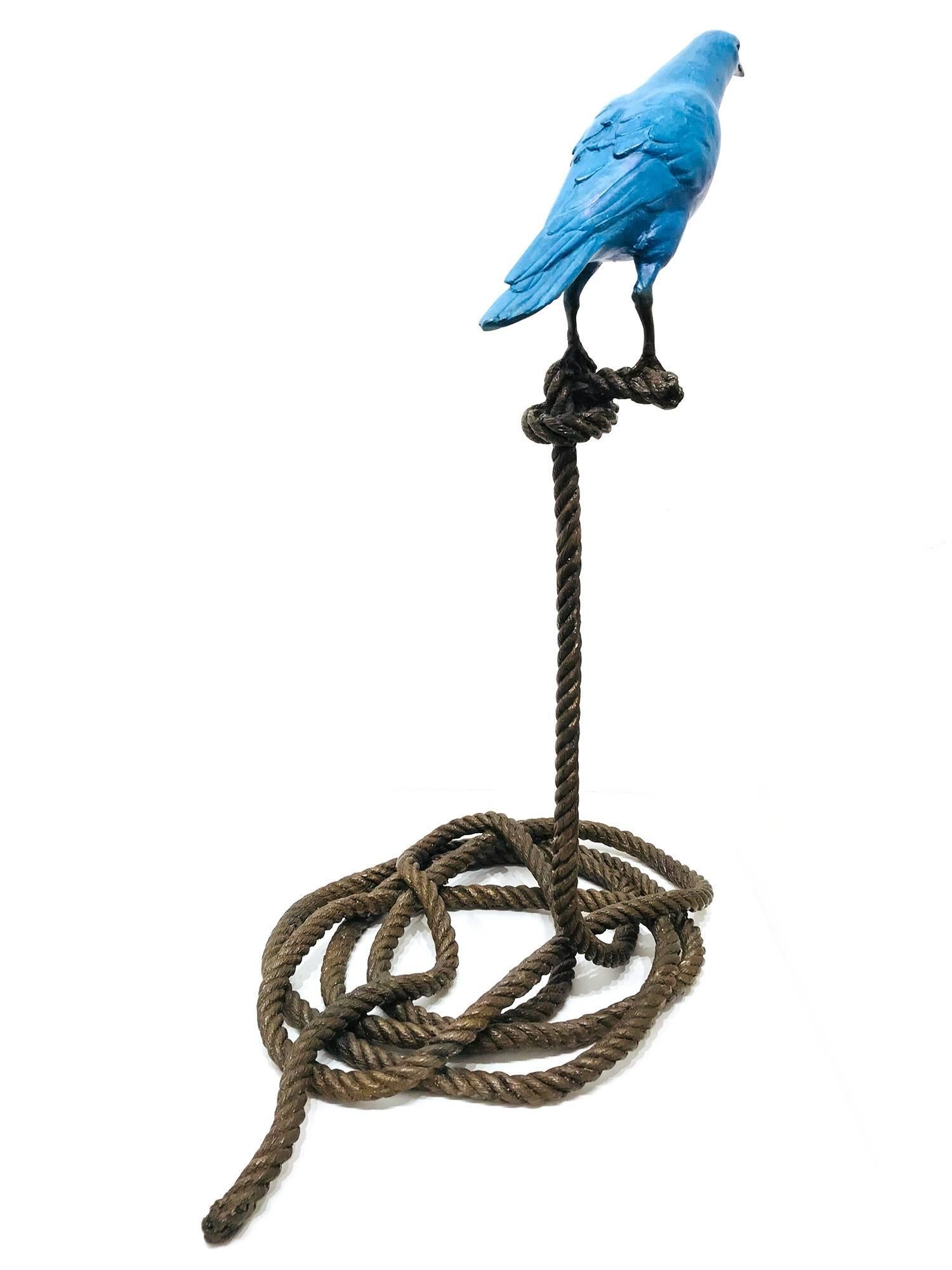 A wonderful yet very playful piece depicting Sebastian, a magpie standing on a short rope from Gillie and Marc's collection which explores all the interesting, complex characteristics of the magpie. Here we find this very dynamic piece as the bird