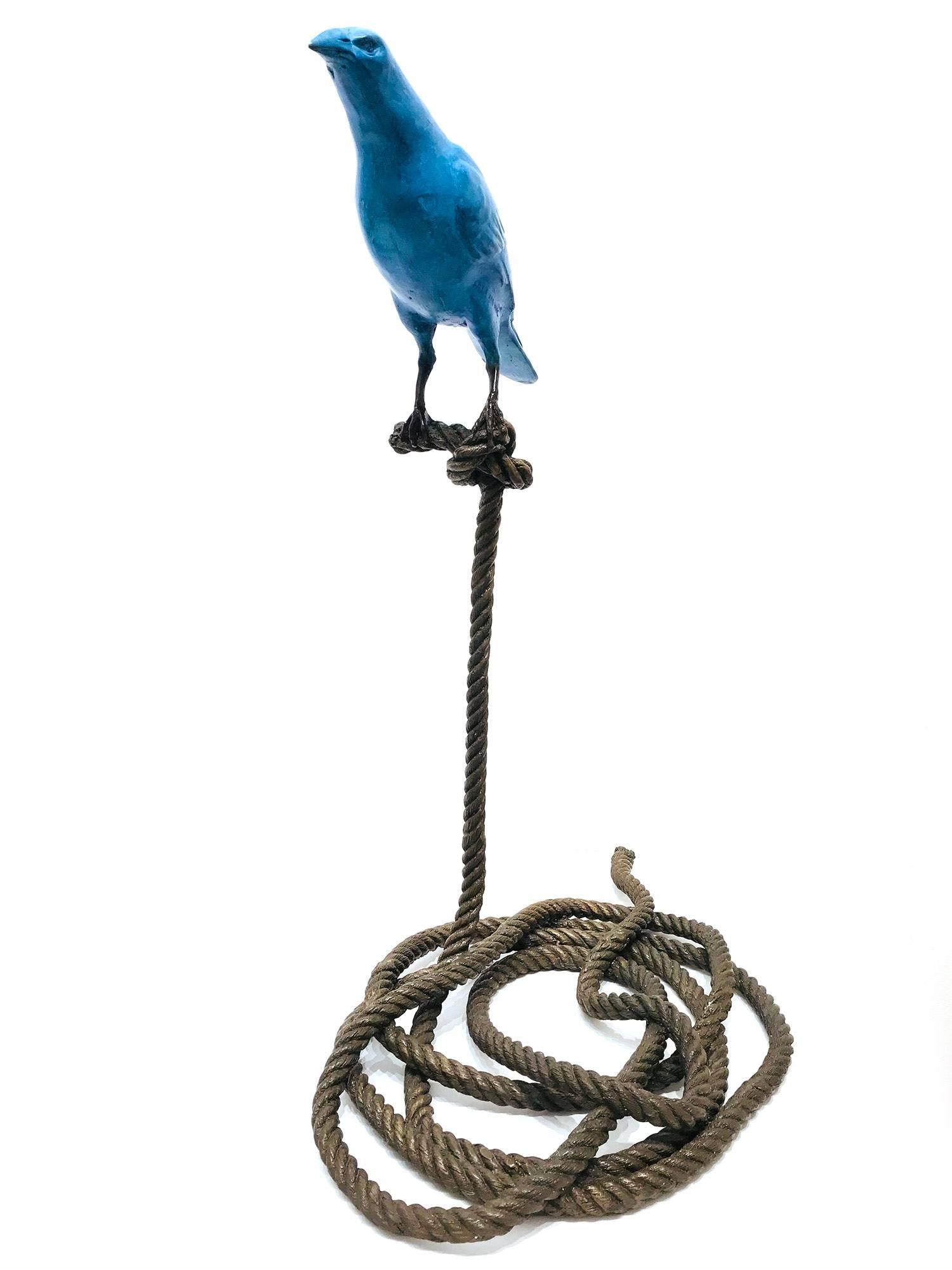 Sebastian, The Magpie on Rope - Sculpture by Gillie and Marc Schattner