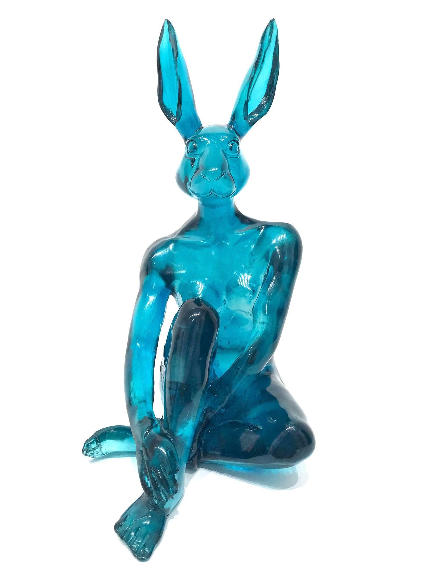 Mini Lolly Rabbitgirl (Blue) - Sculpture by Gillie and Marc Schattner
