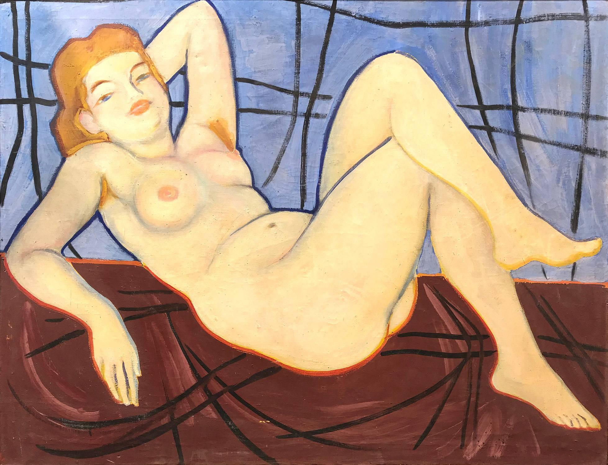 Modernist Nude - Painting by Zygmunt Mazur