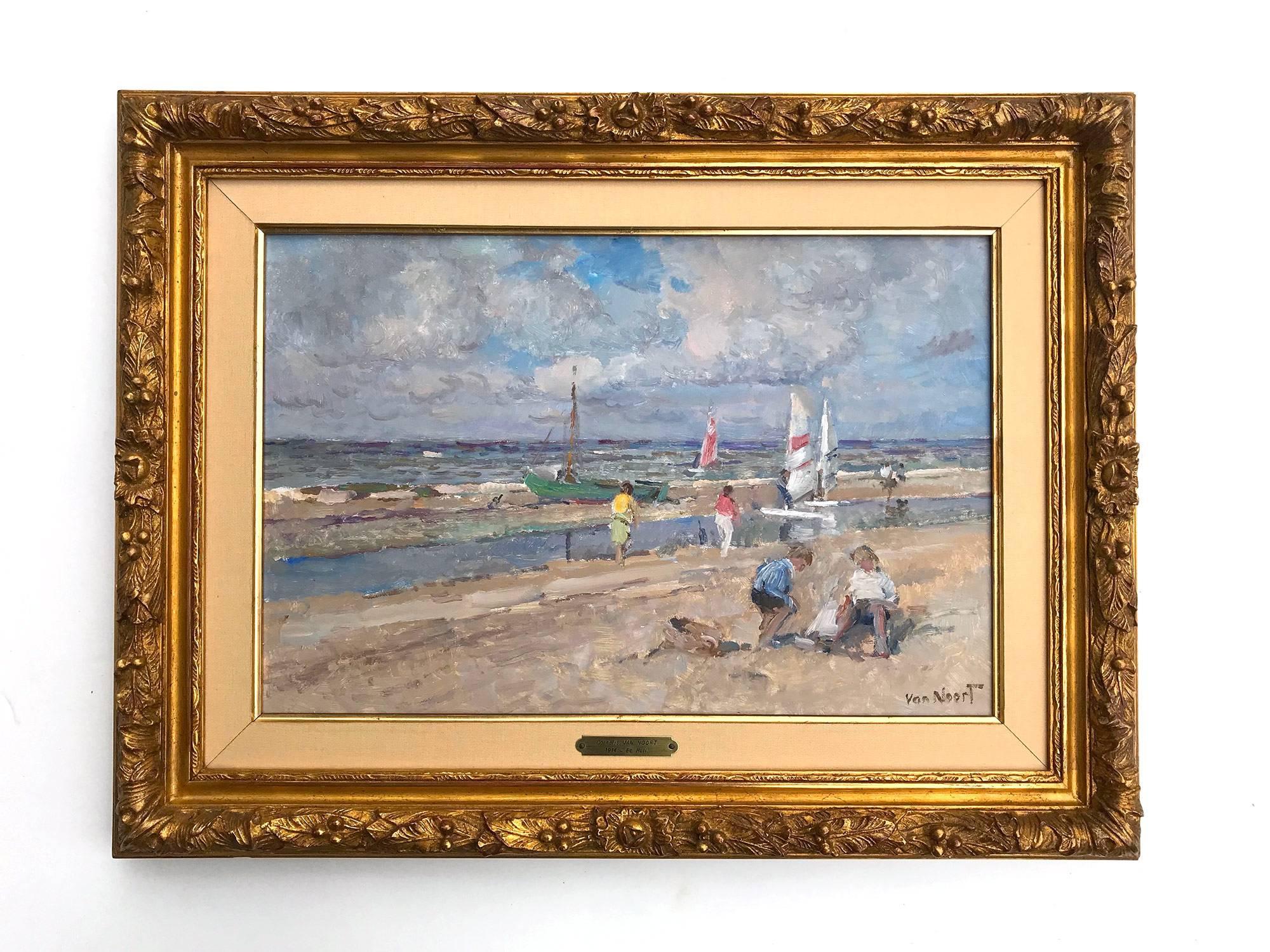 Beach Scene with Figures and Sailing Boats 5