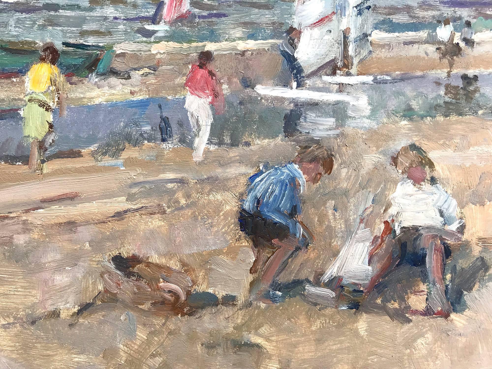 Beach Scene with Figures and Sailing Boats 1