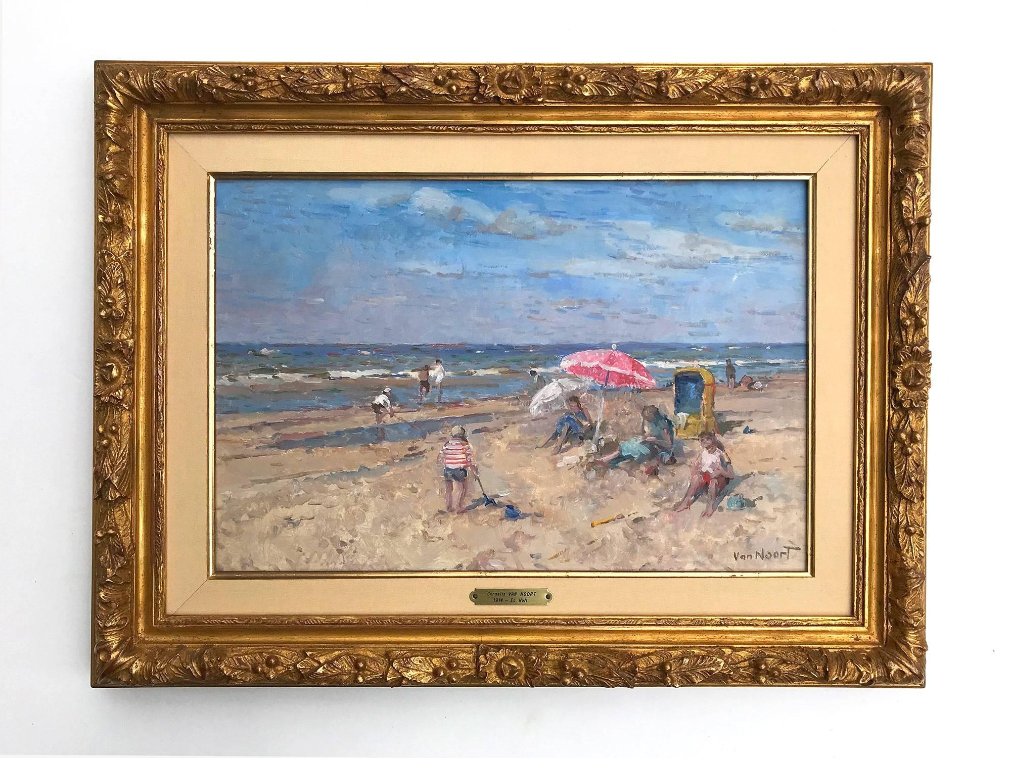 Beach Scene with Figures and Parasol 2