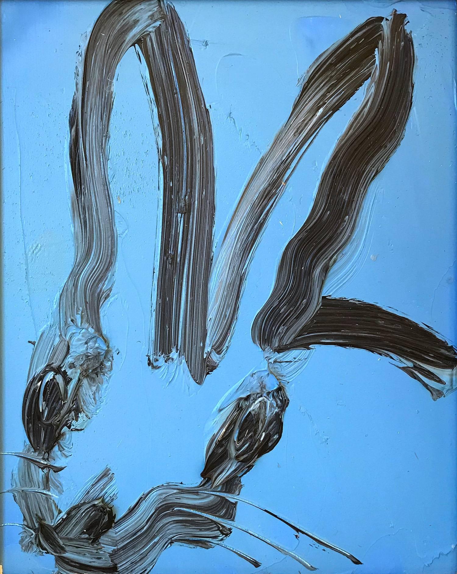 Untitled (Bunny on Cobalt Blue) - Painting by Hunt Slonem