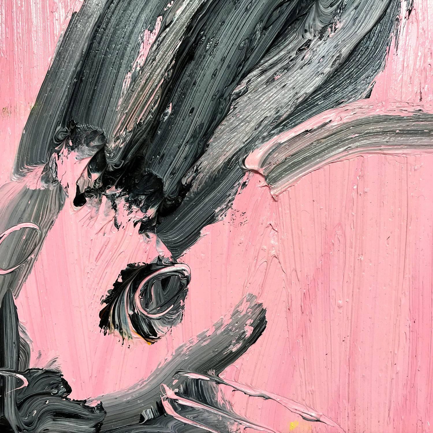 Untitled (Bunny on Pink) - Contemporary Painting by Hunt Slonem