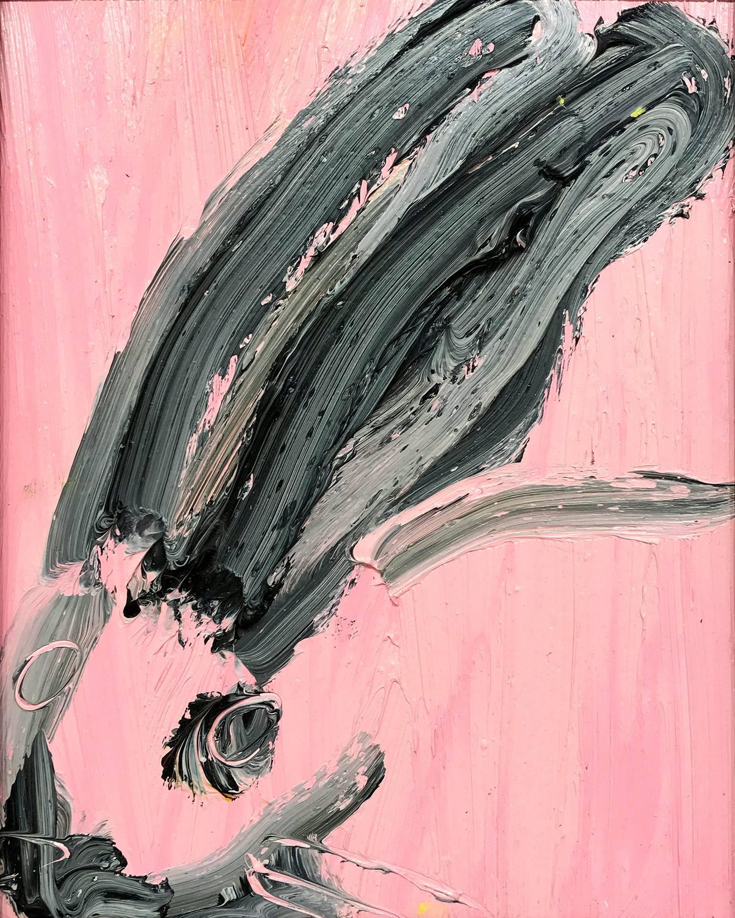 Untitled (Bunny on Pink) - Painting by Hunt Slonem