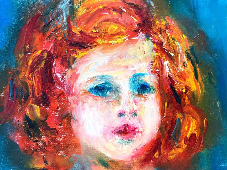 Jacques Zucker Portrait of Young Girl in Blue Dress, Painting For