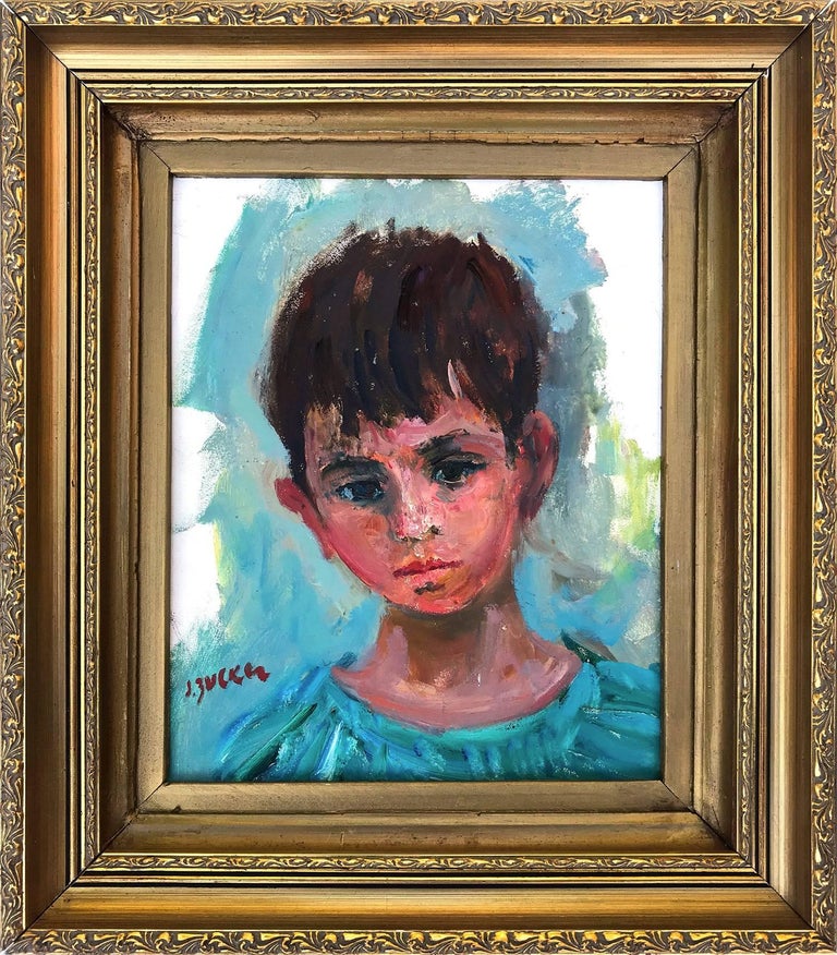<i></noscript>Portrait of a Young Boy in Blue</i>, 20th century, by Jacques Zucker, offered by Lilac Gallery Ltd.