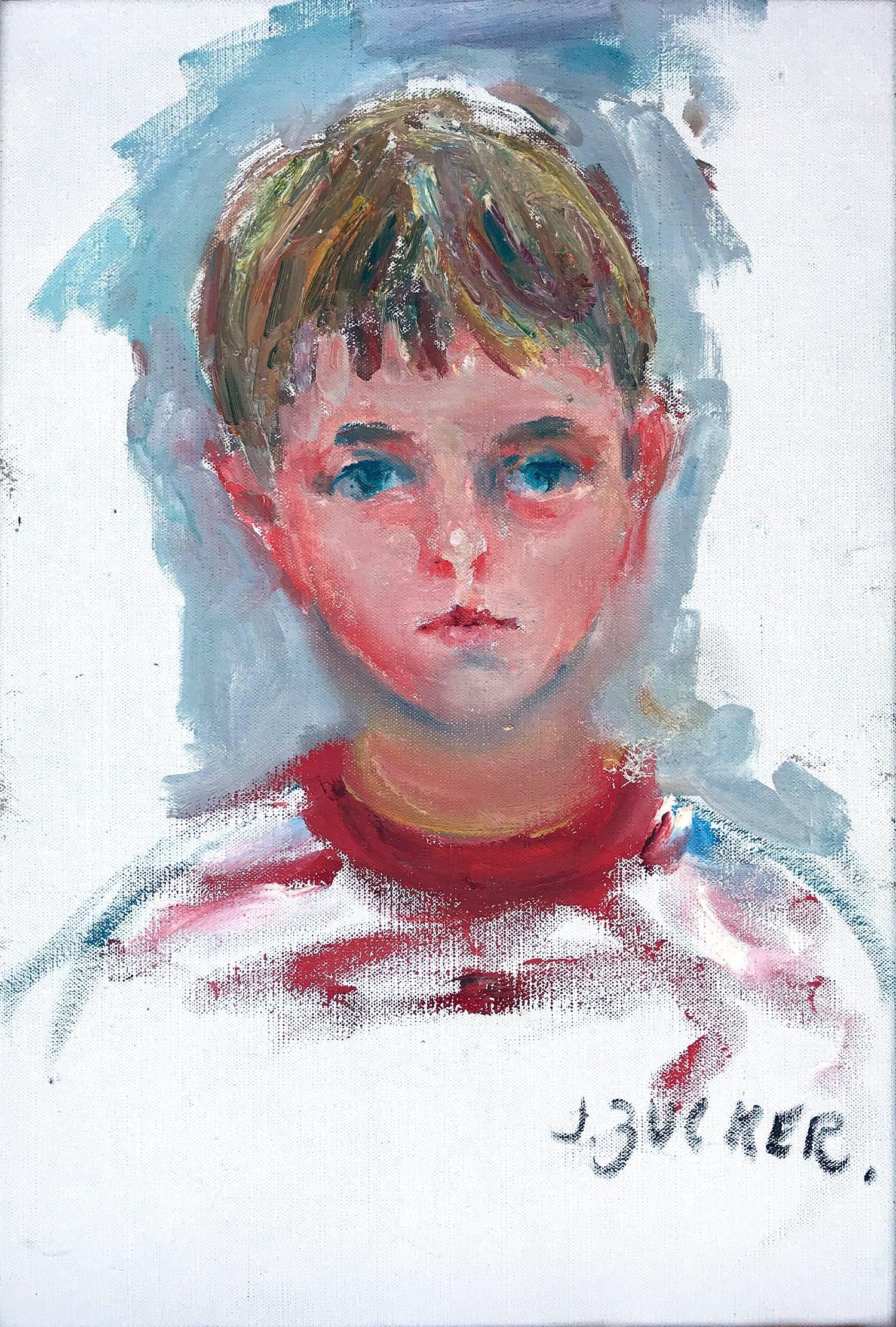Portrait of a Blond Boy - Painting by Jacques Zucker