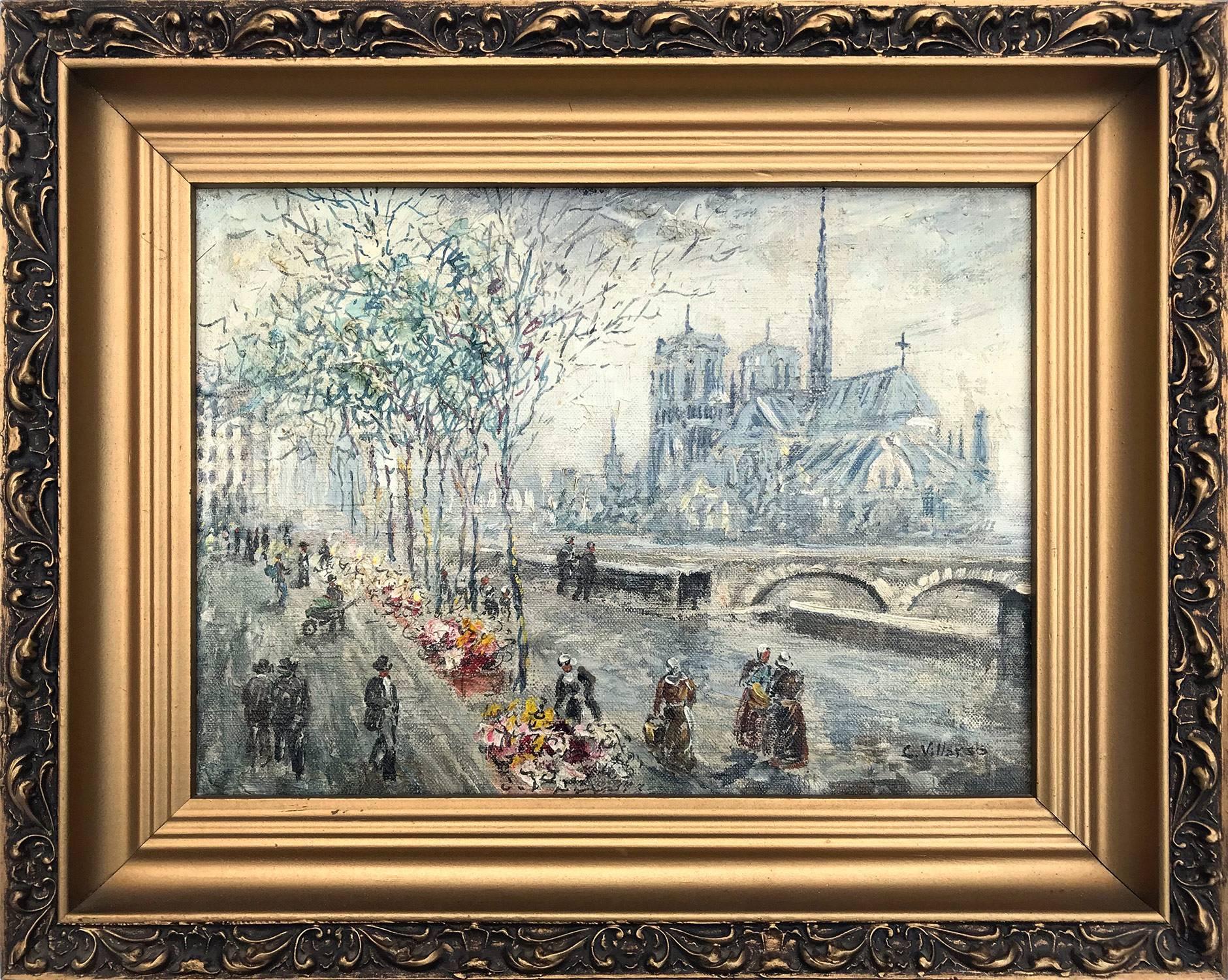 Cesar A. Villacres Figurative Painting - Notre Dame de Paris