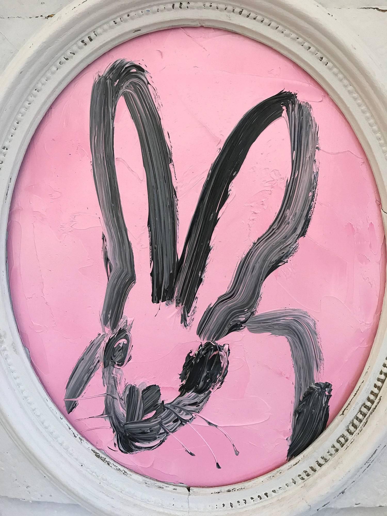 Untitled (Oval Bunny on Pink) - Painting by Hunt Slonem