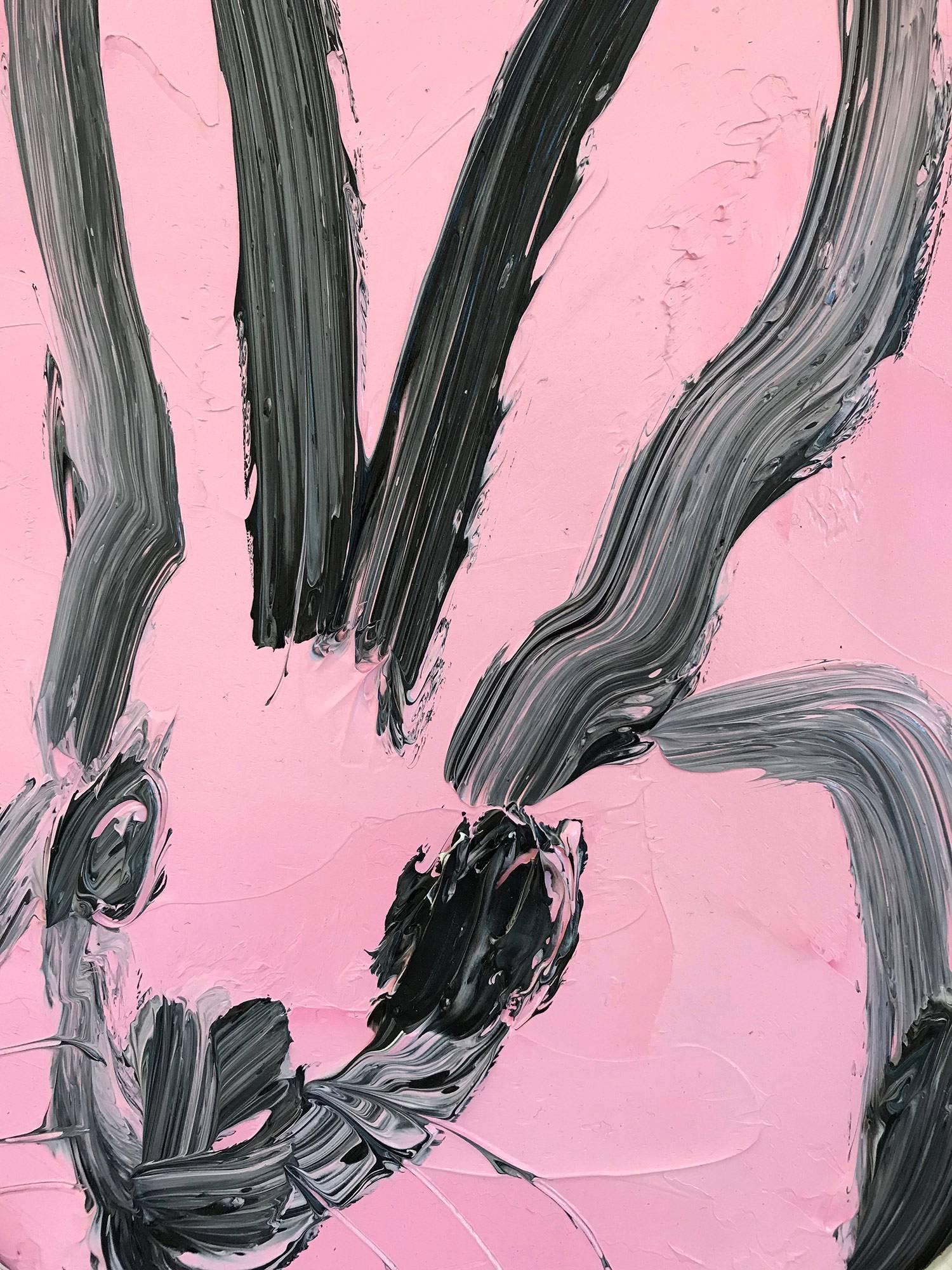 Untitled (Oval Bunny on Pink) - Contemporary Painting by Hunt Slonem