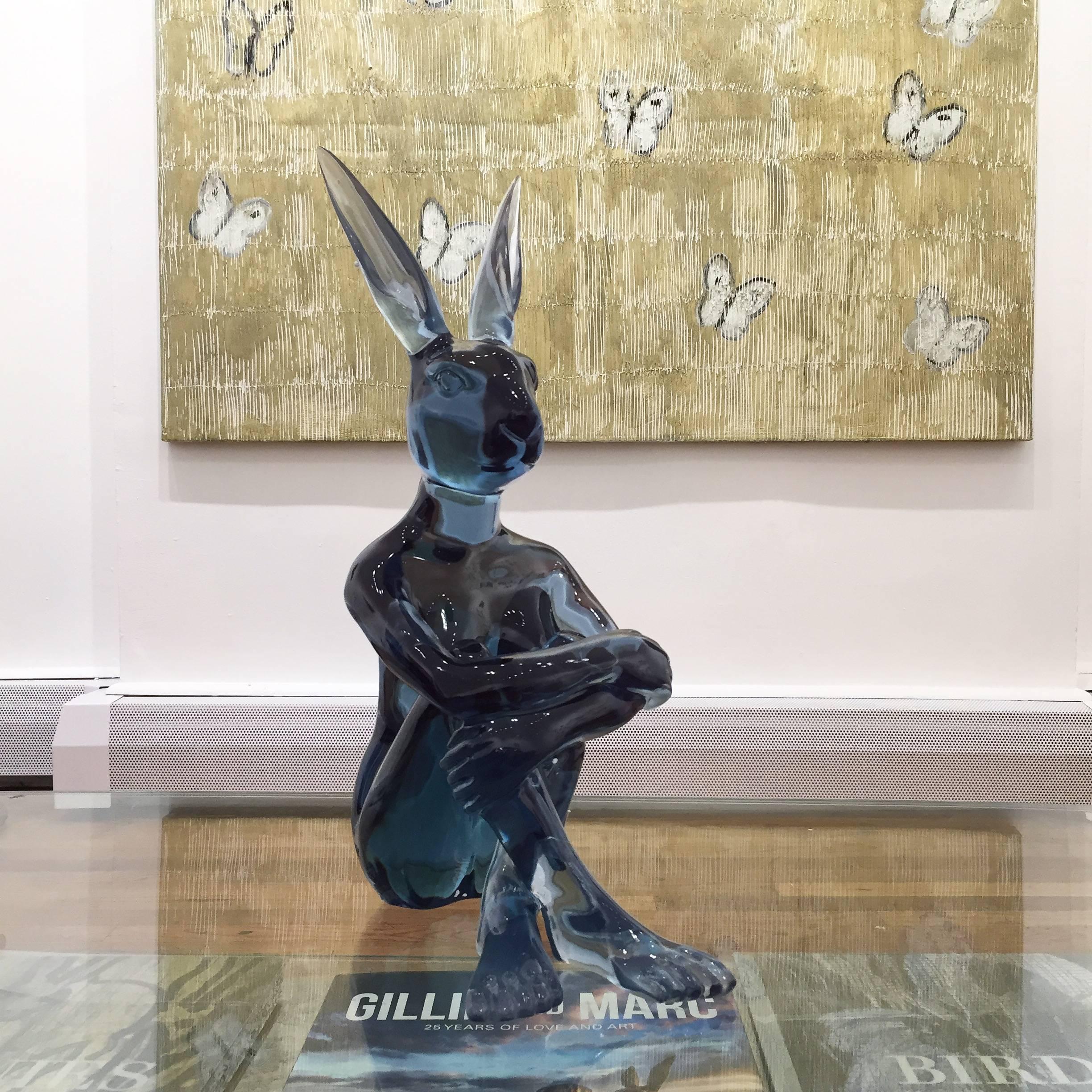 Lolly Rabbitgirl (Royal Blue) - Sculpture by Gillie and Marc Schattner