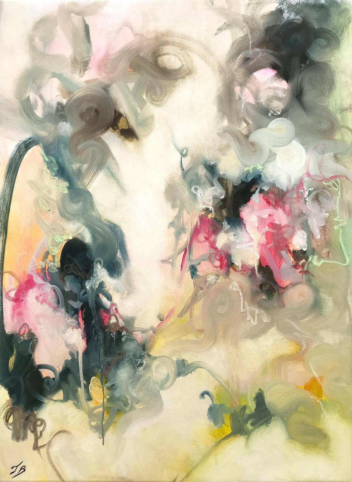Abstract Painting di Tara Bergey - "Nuvole mistiche" Pittura a olio astratta contemporanea e colorata su tela da galleria