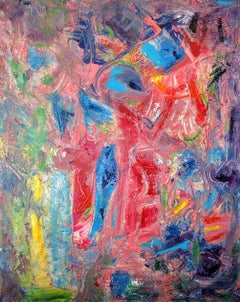 "Untitled (Basic Colors)" Texturized Acrylic Painting on Canvas on White Frame