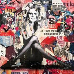 "Brigitte" Street Posters Décollage of Brigitte Bardot Portrait on Canvas