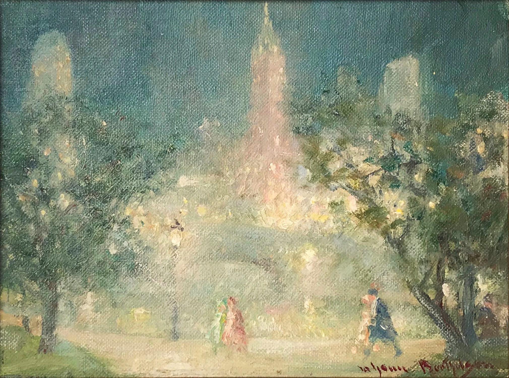 Central Park, Nocturne - Painting by Johann Berthelsen