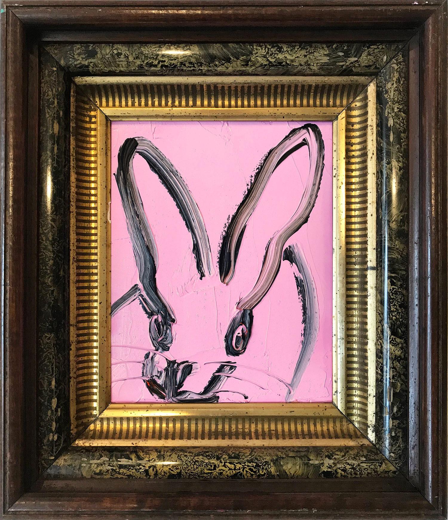 Hunt Slonem Abstract Painting - Untitled (Bunny on Pink Lavender)
