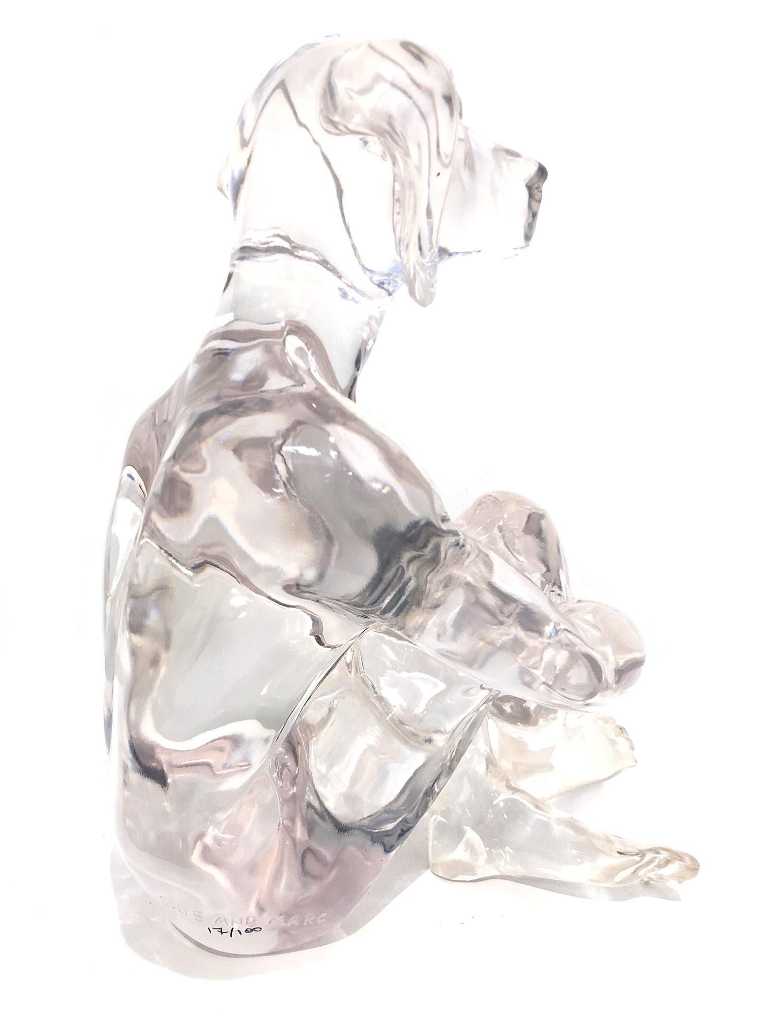 „Lolly Dogman (Clear)“ Pop-Art-Skulptur eines Daunenhundes aus klarem Polyresin im Angebot 4