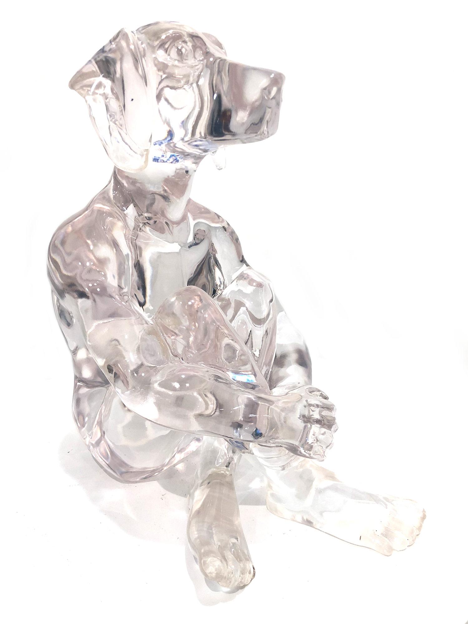 „Lolly Dogman (Clear)“ Pop-Art-Skulptur eines Daunenhundes aus klarem Polyresin im Angebot 6