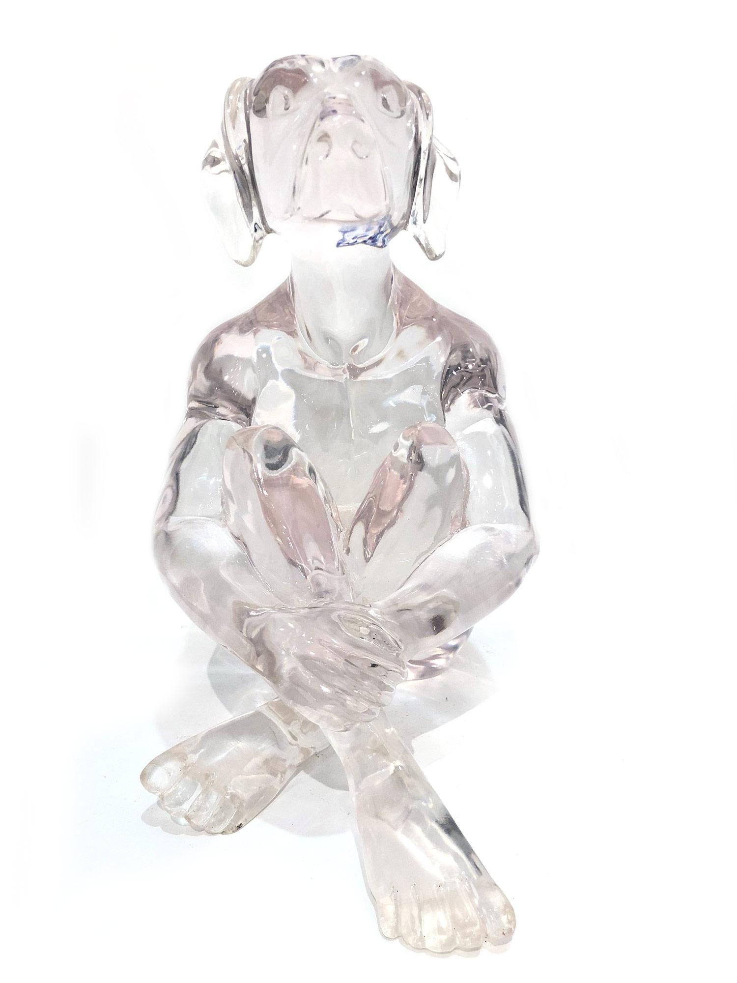 „Lolly Dogman (Clear)“ Pop-Art-Skulptur eines Daunenhundes aus klarem Polyresin im Angebot 8