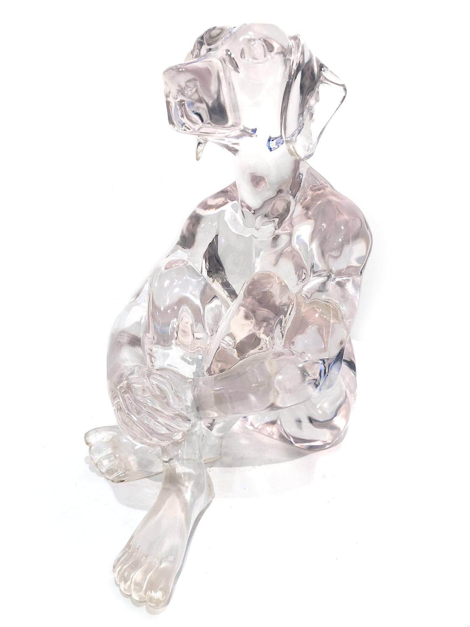 „Lolly Dogman (Clear)“ Pop-Art-Skulptur eines Daunenhundes aus klarem Polyresin im Angebot 9