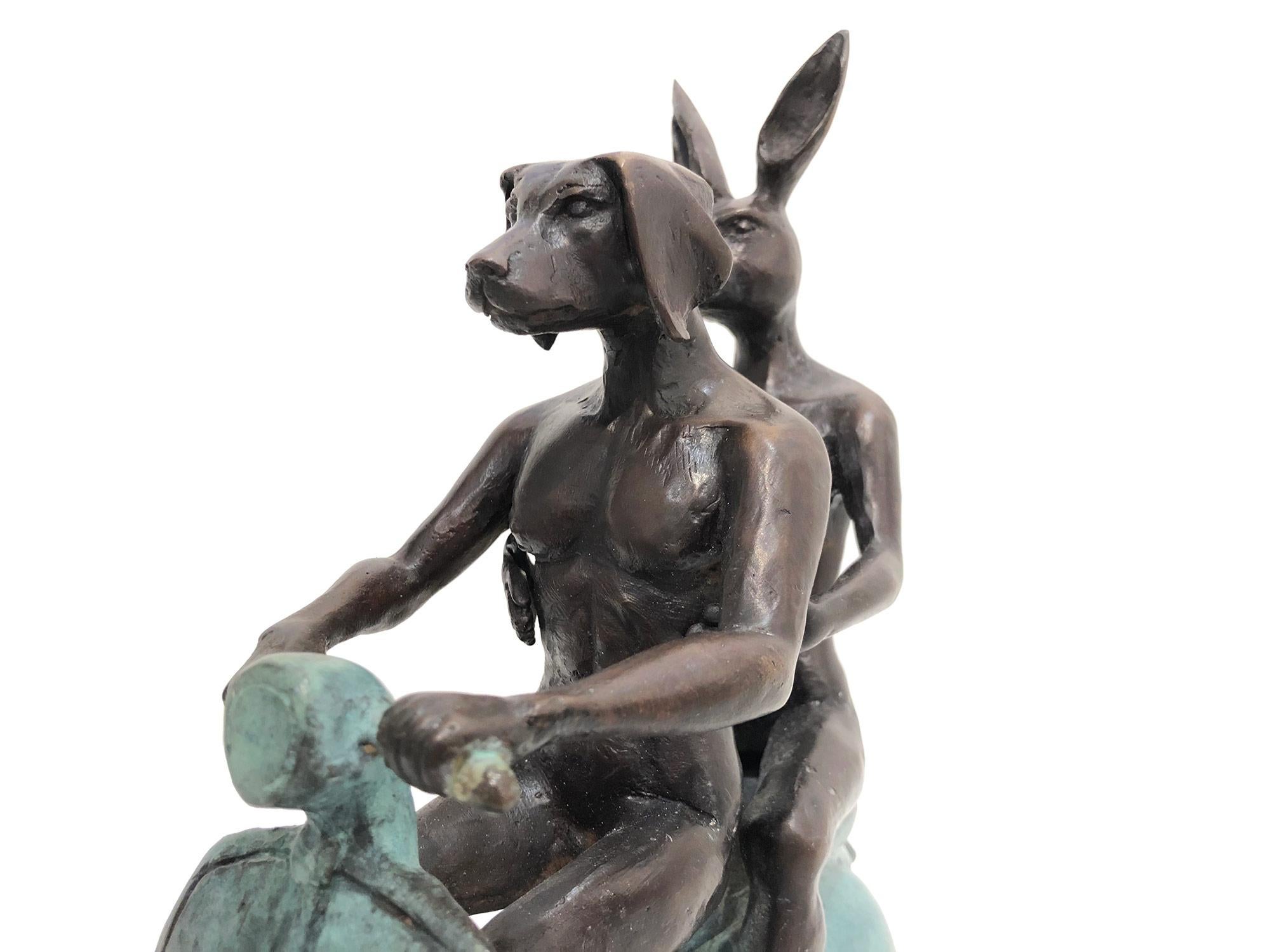 Sie waren die authentischen Vespa-Reiter in Rom (Bronze mit grüner Patina) im Angebot 6