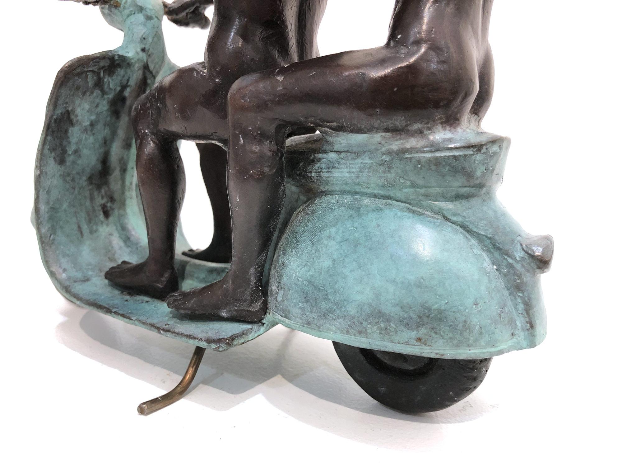 They were the Authentic Vespa Riders in Rome (Bronze with Green Patina) For Sale 5