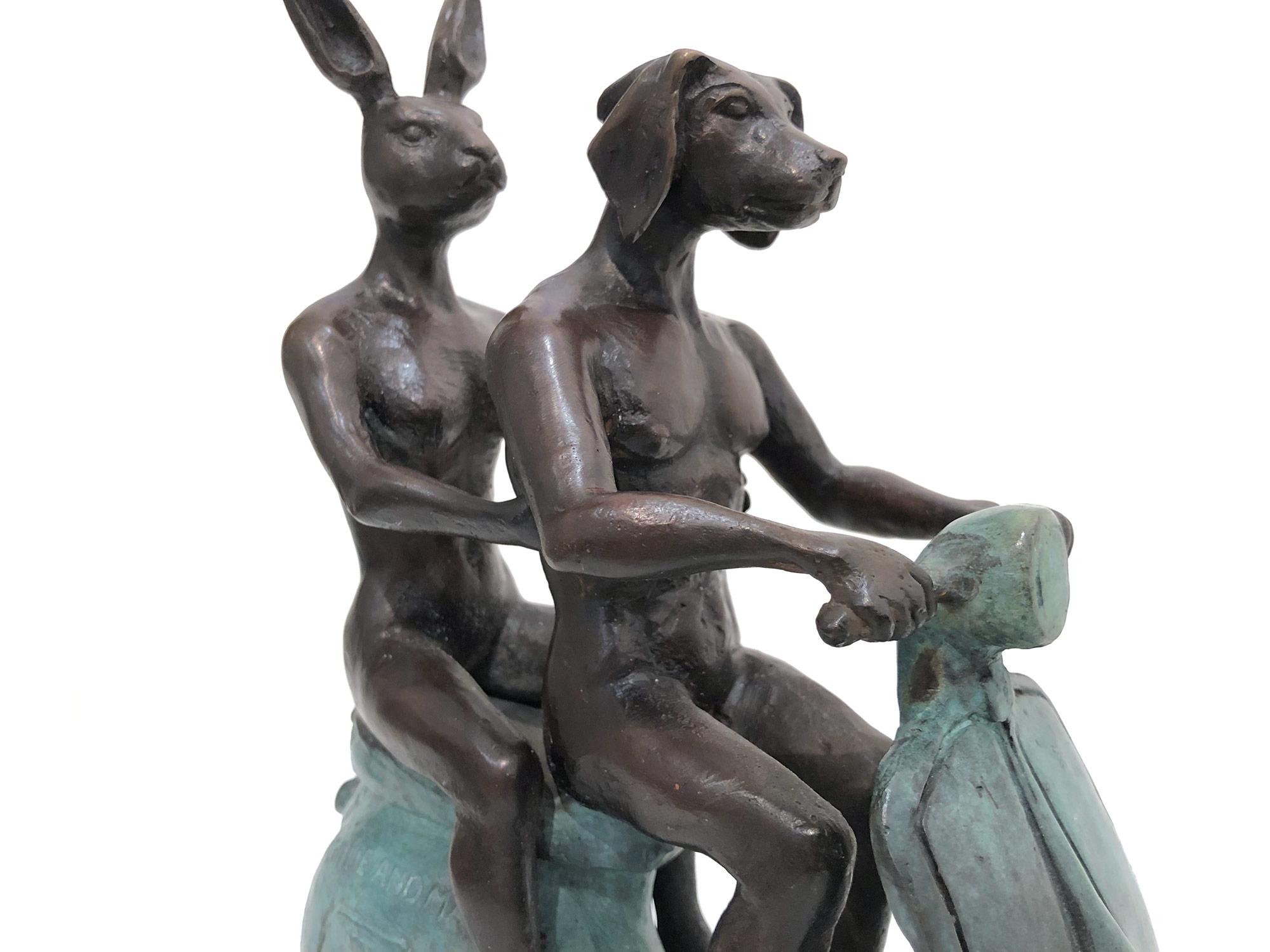 Sie waren die authentischen Vespa-Reiter in Rom (Bronze mit grüner Patina) im Angebot 11