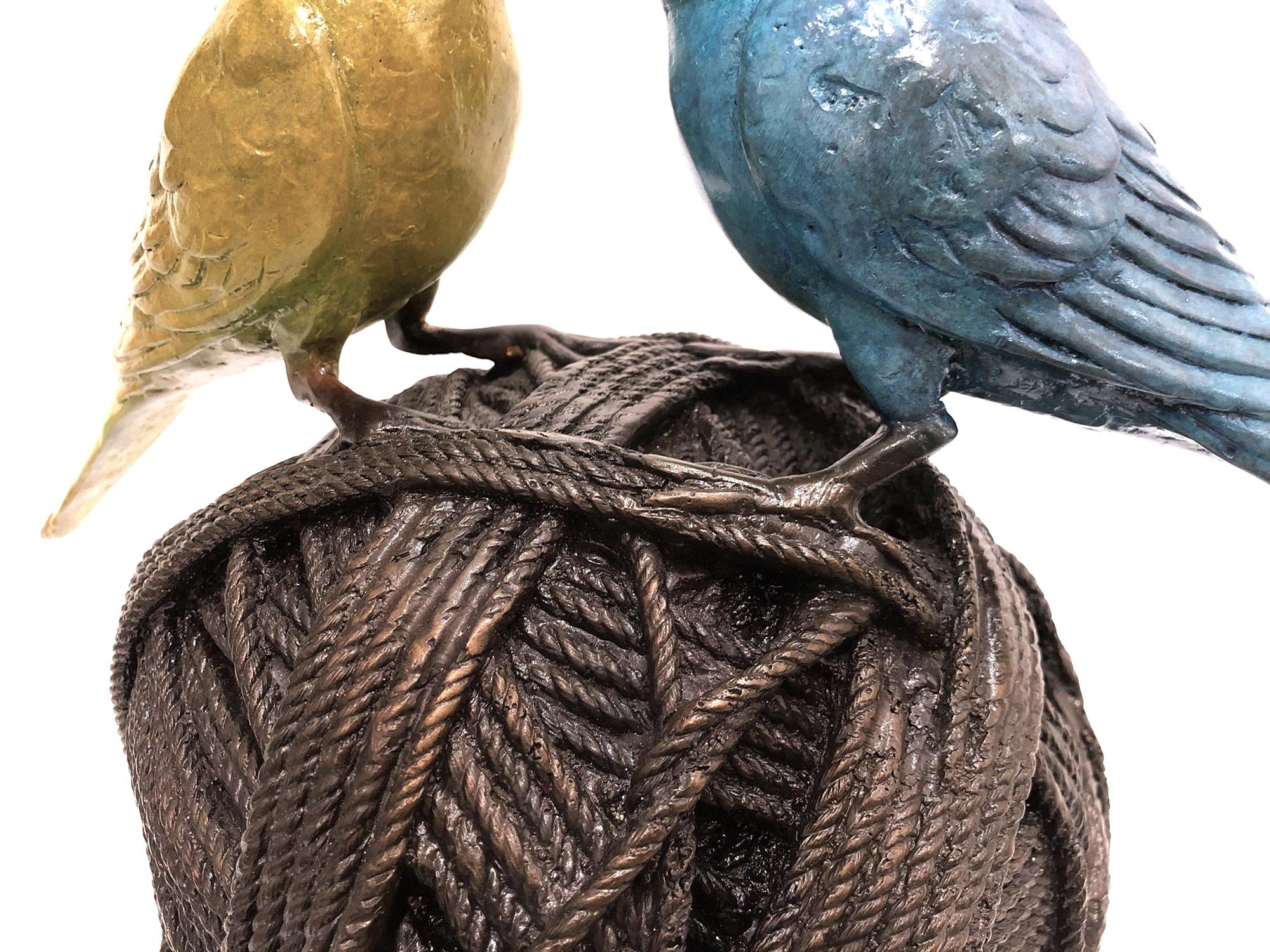 Life's a Ball (2 Budgies on a Ball), Bronze Birds Sculpture 12