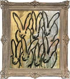 2 Metals (Multicolored Bunnies on Gold and Silver Background)