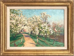 "Blossoming Dogwood Trees" Impressionist Landscape Oil Painting on Canvas