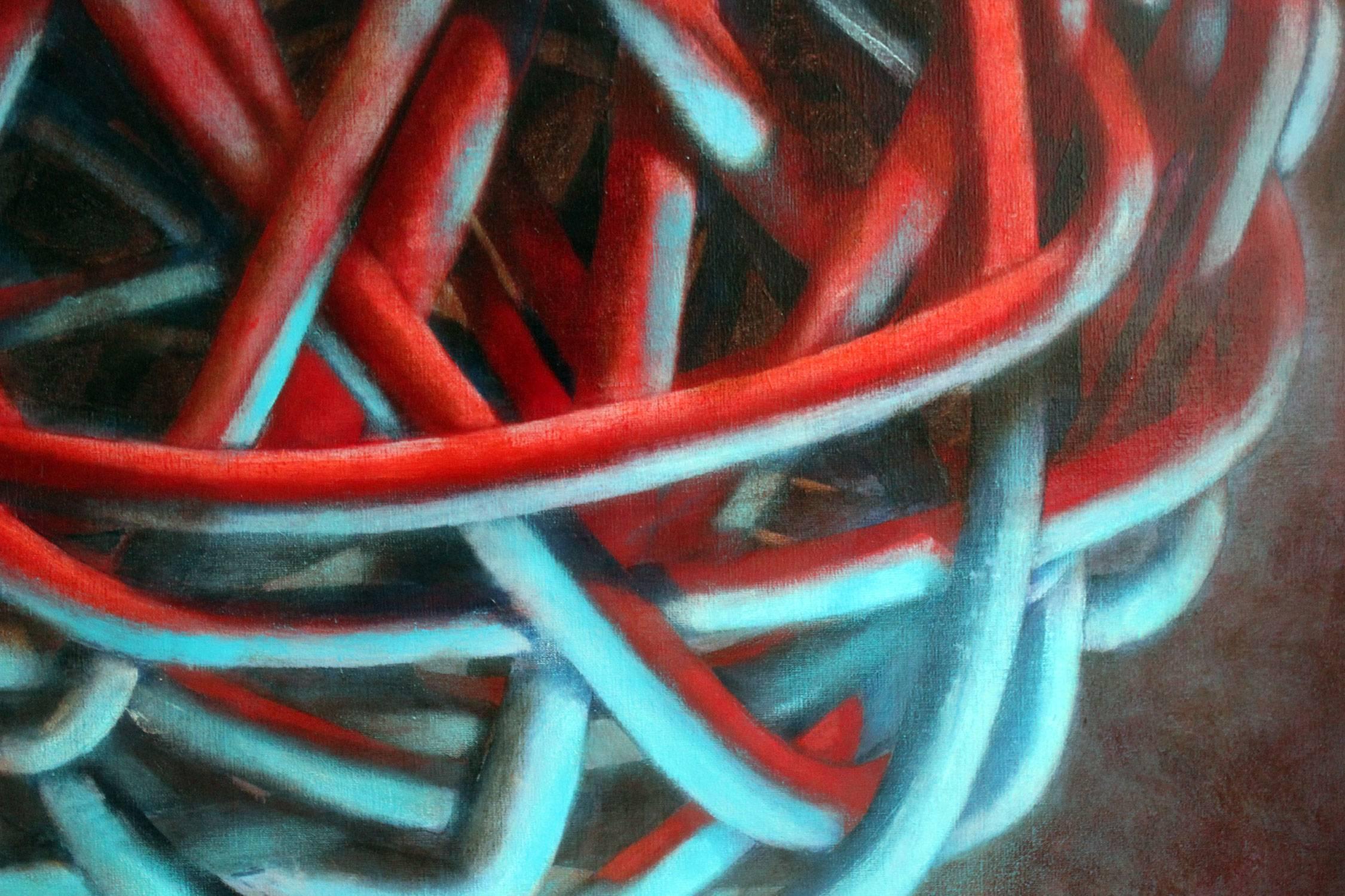 Knot No. 3 - Blue Red - Abstract Geometric Painting by Wolfgang Leidhold