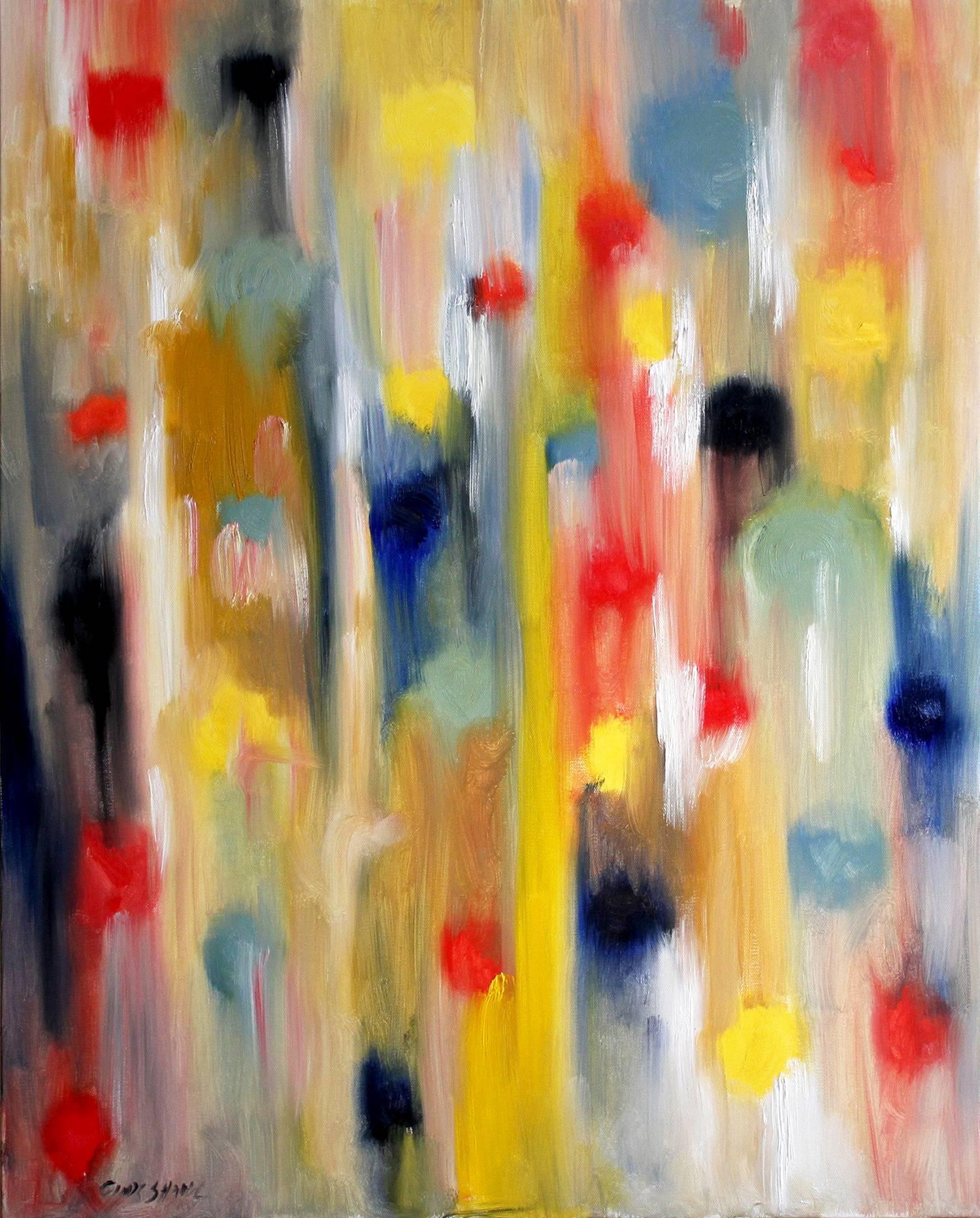 Cindy Shaoul Abstract Painting - Dripping Dots, Lights of St. Barts