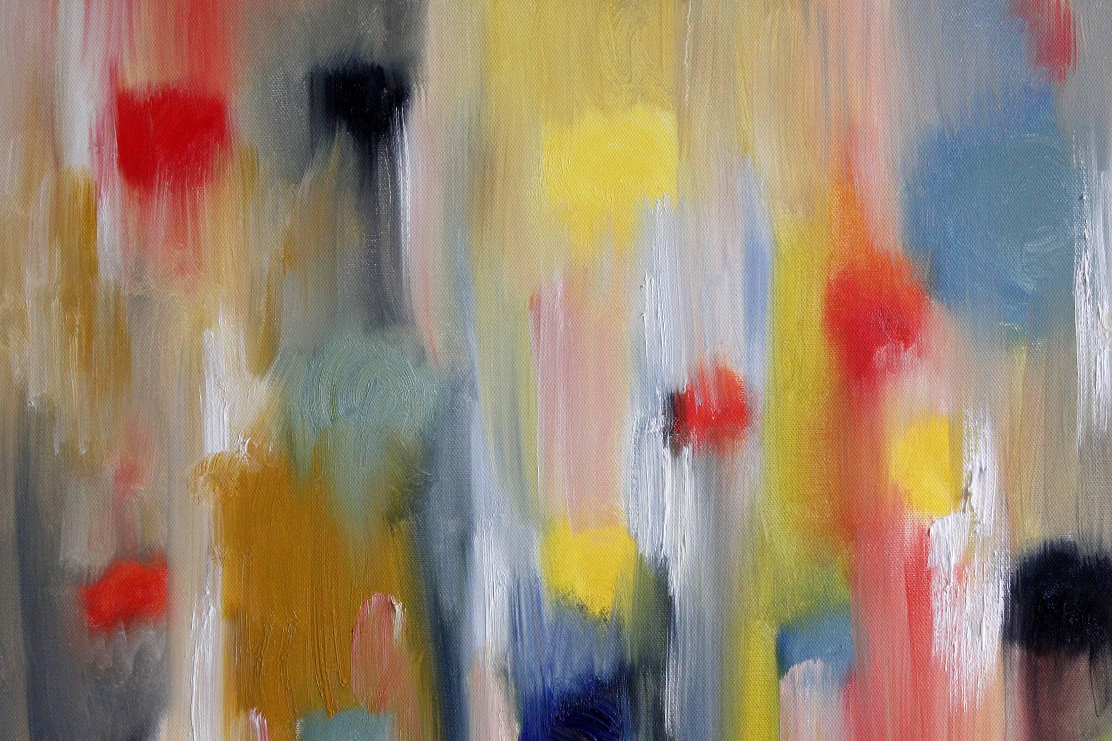 Dripping Dots, Lights of St. Barts - Abstract Expressionist Painting by Cindy Shaoul