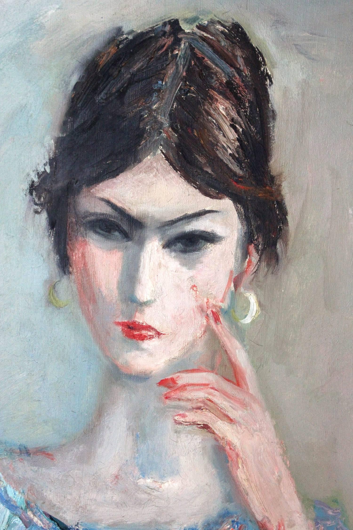 Portrait of Her - Impressionist Painting by Jacques Zucker