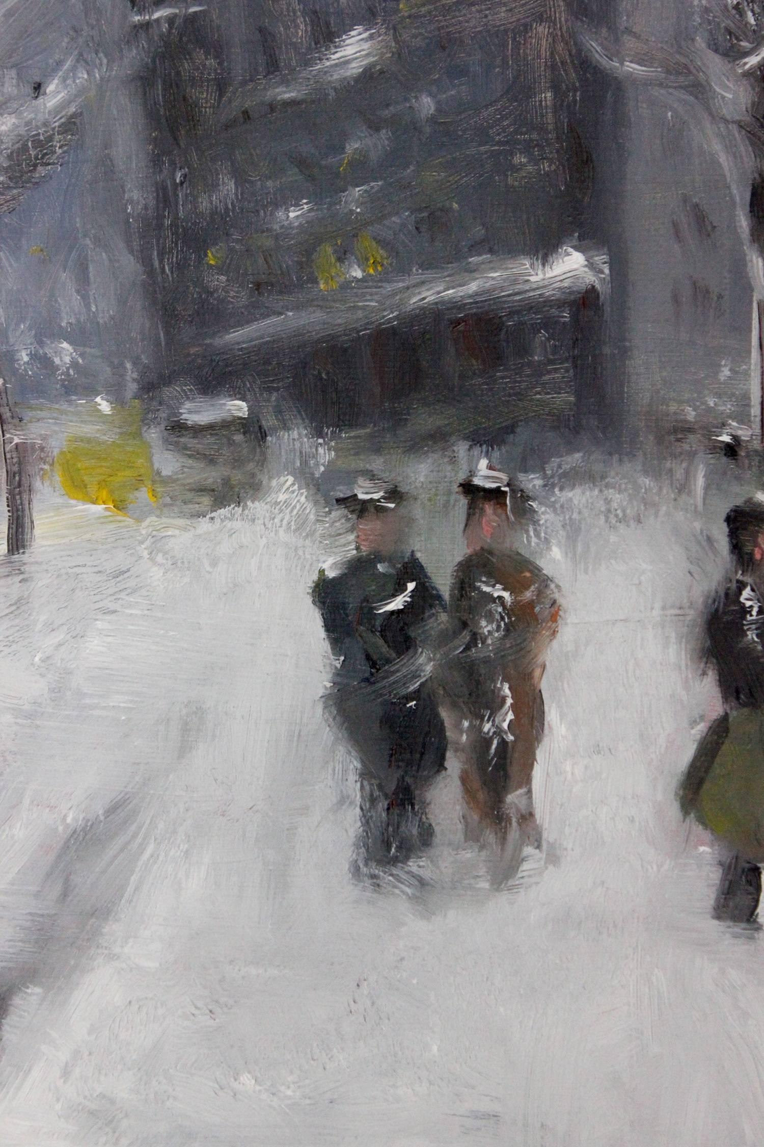 Snow in Flatiron - Impressionist Painting by Cindy Shaoul