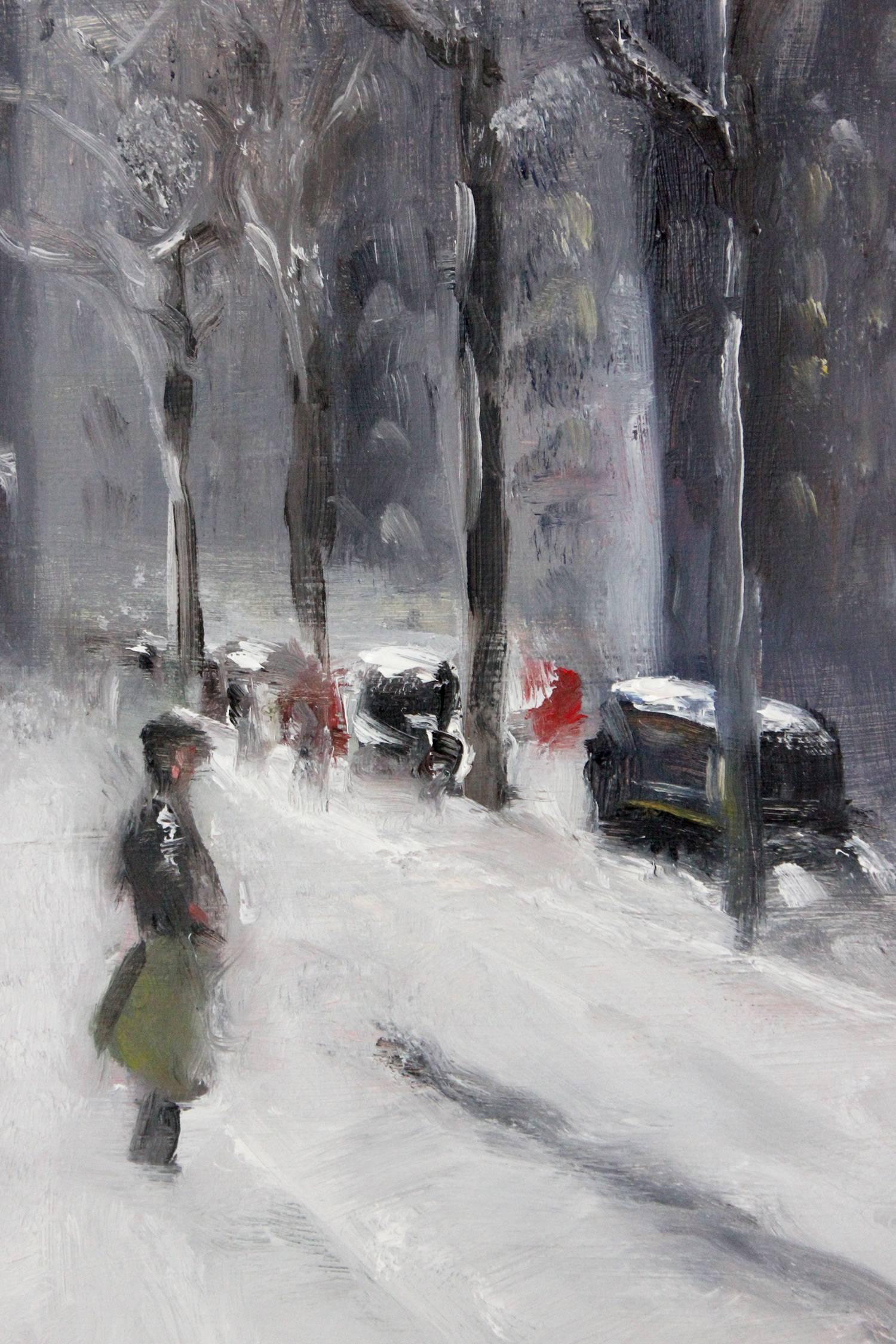 Snow in Flatiron - Painting by Cindy Shaoul