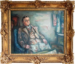 Vintage Portrait of Pensive Man, Impressionistic Oil Painting