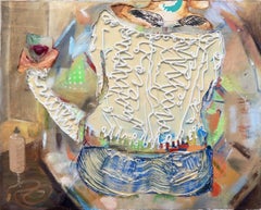 Girl with Seagull Tattoo - Eleanor Aldrich - Oil, enamel, silicone on canvas