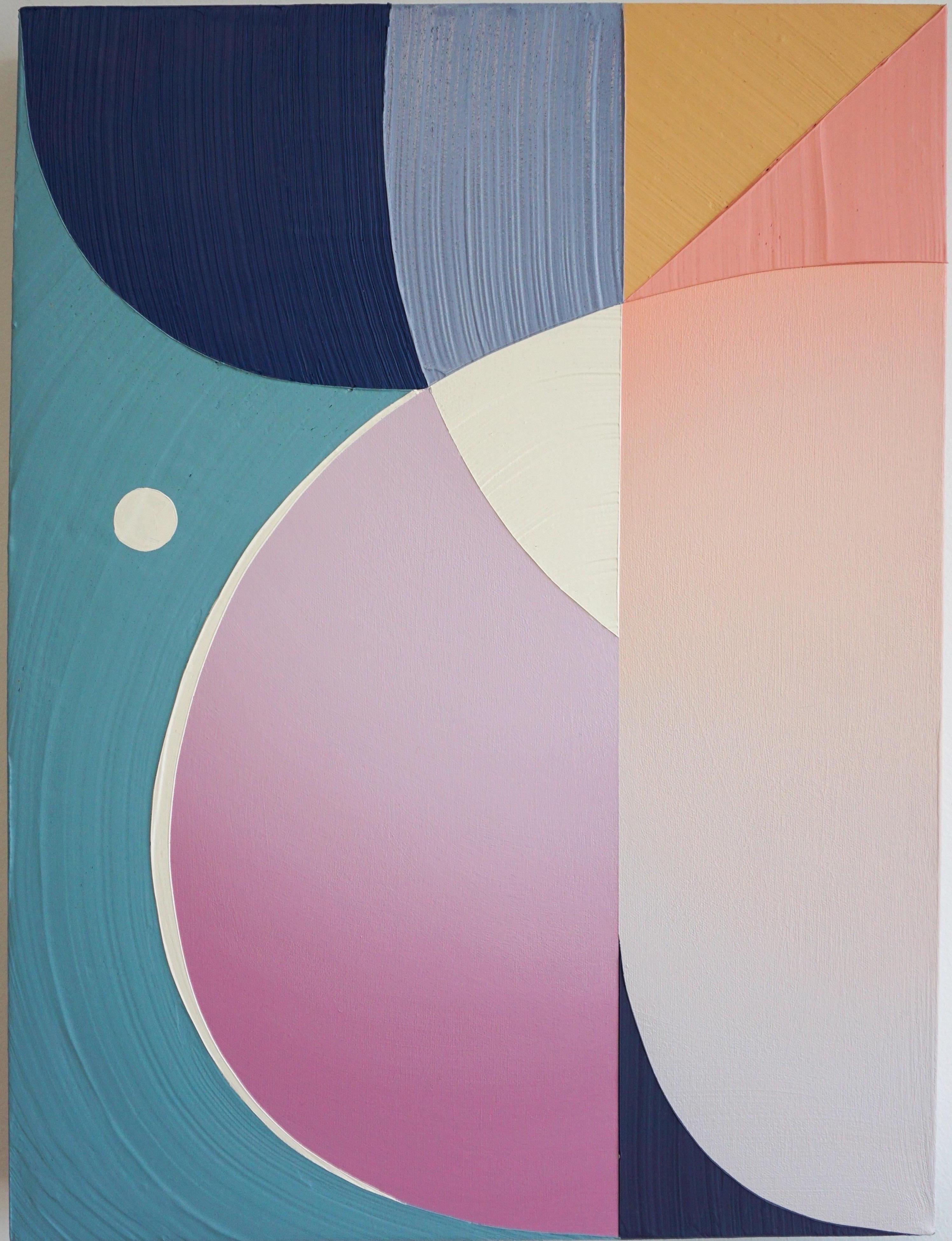 ECLIPSE - Zeitgenössisches abstraktes geometrisches Gemälde, blau, lila, geometrisch